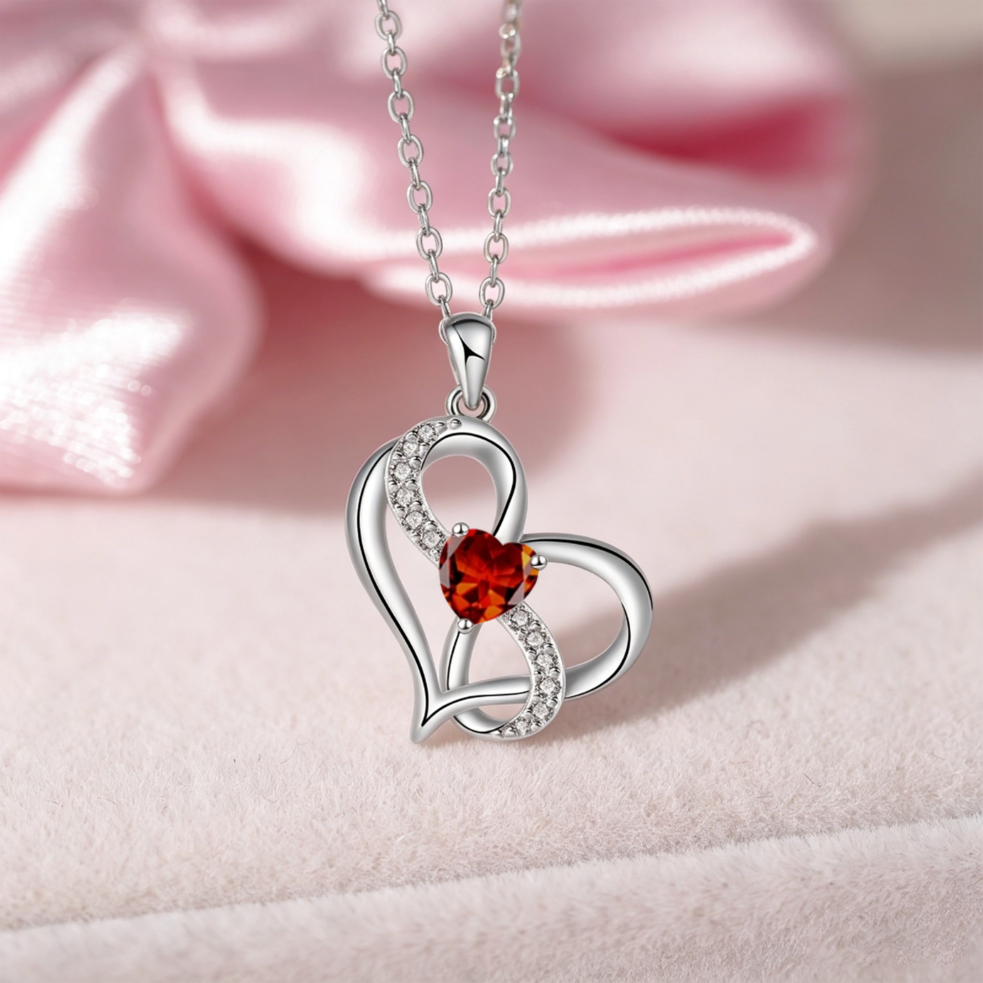Personalized Birthstone Infinity Heart Necklace Design, Custom Keepsake Jewelry, Perfect Gift For Loved Ones