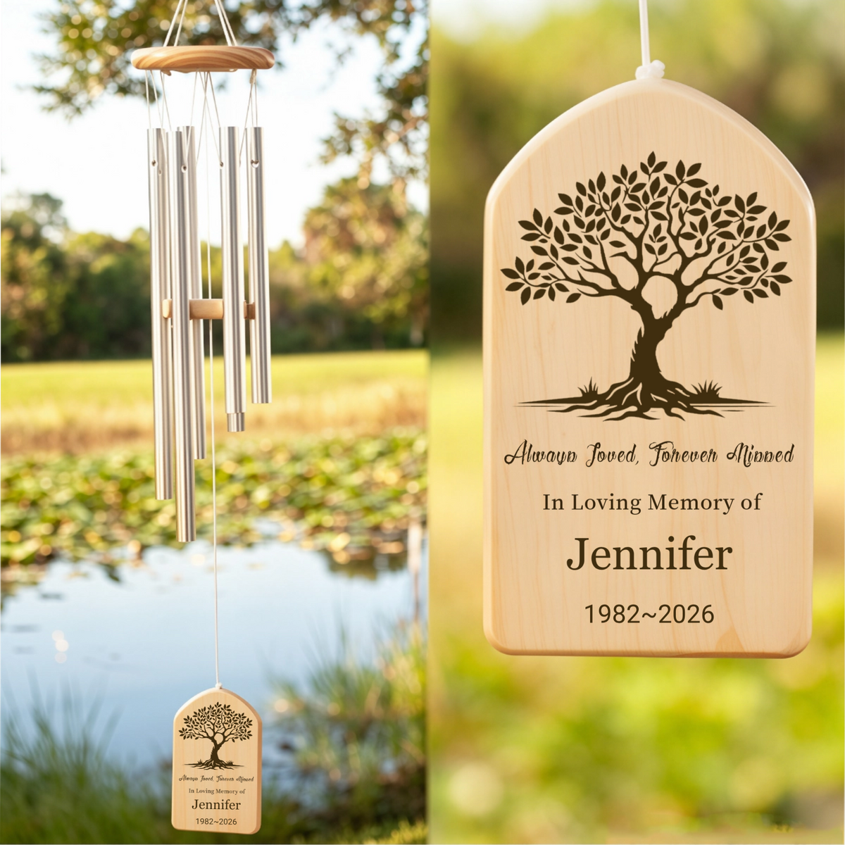 "Always Loved, Forever Missed"— Personalized Tree of Life Memorial Wind Chime – A Sympathy Gift for the Loss of a Loved One or for Mourning Occasions