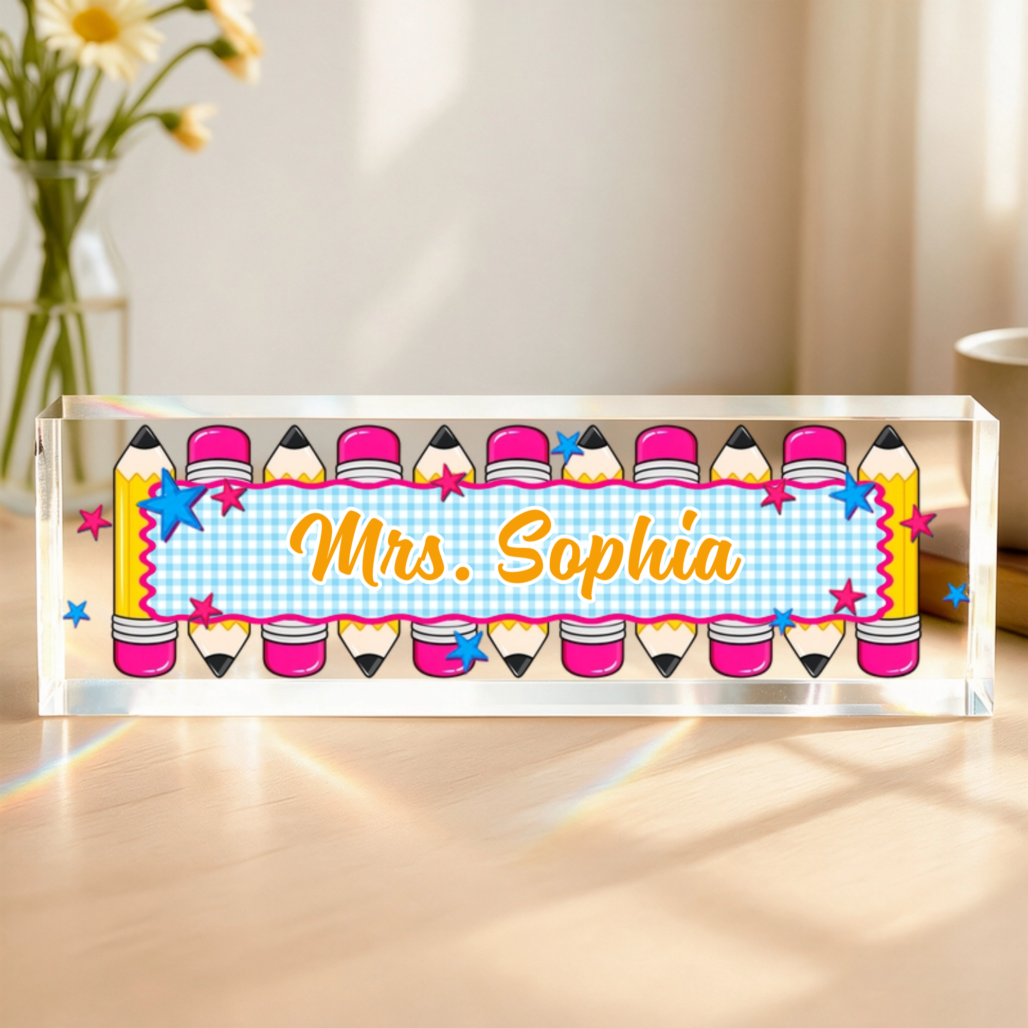 Personalized Teacher Acrylic Desk Name Plate Back to School Teacher Gift