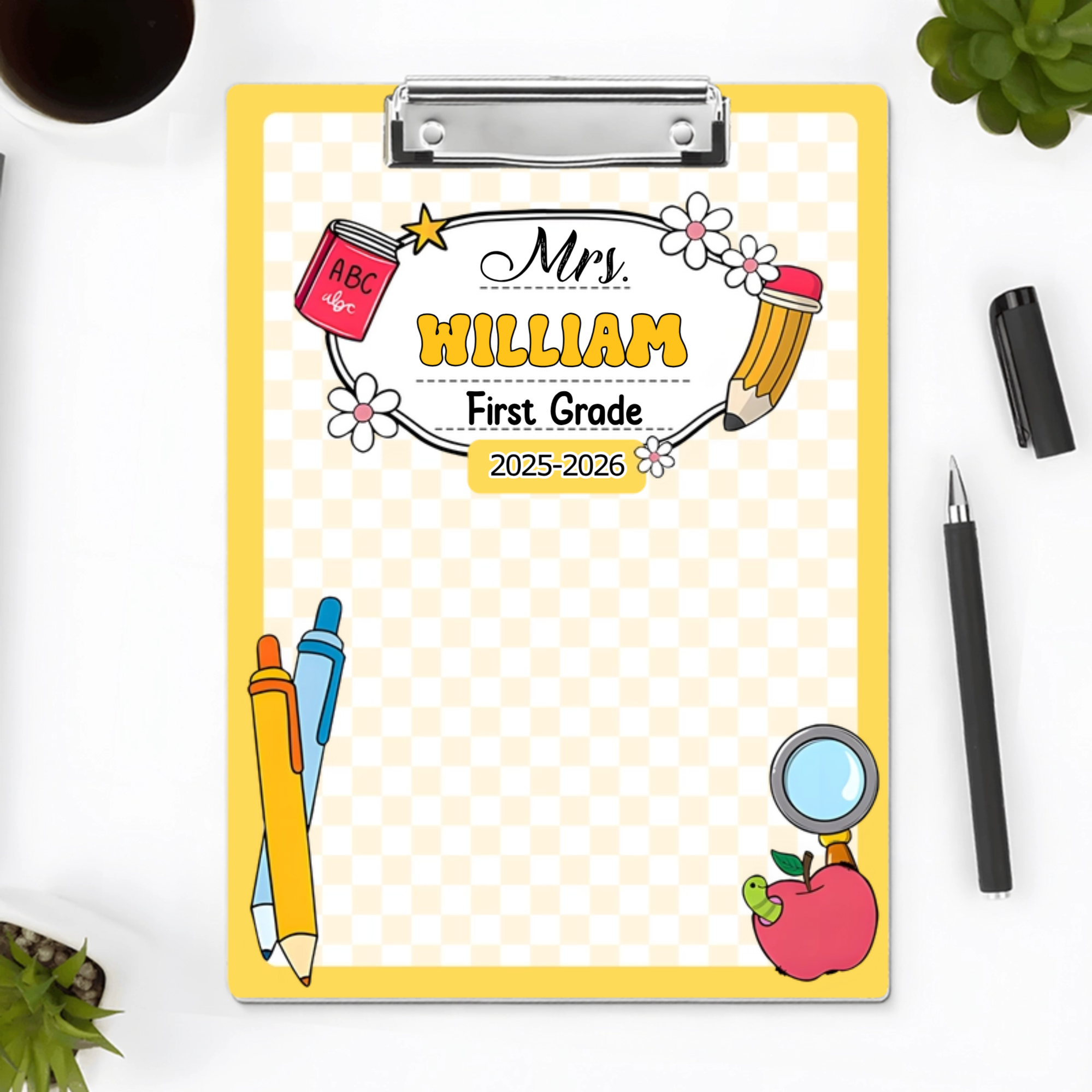 Custom Teacher Name Composition Style Clipboard Back To School Gift
