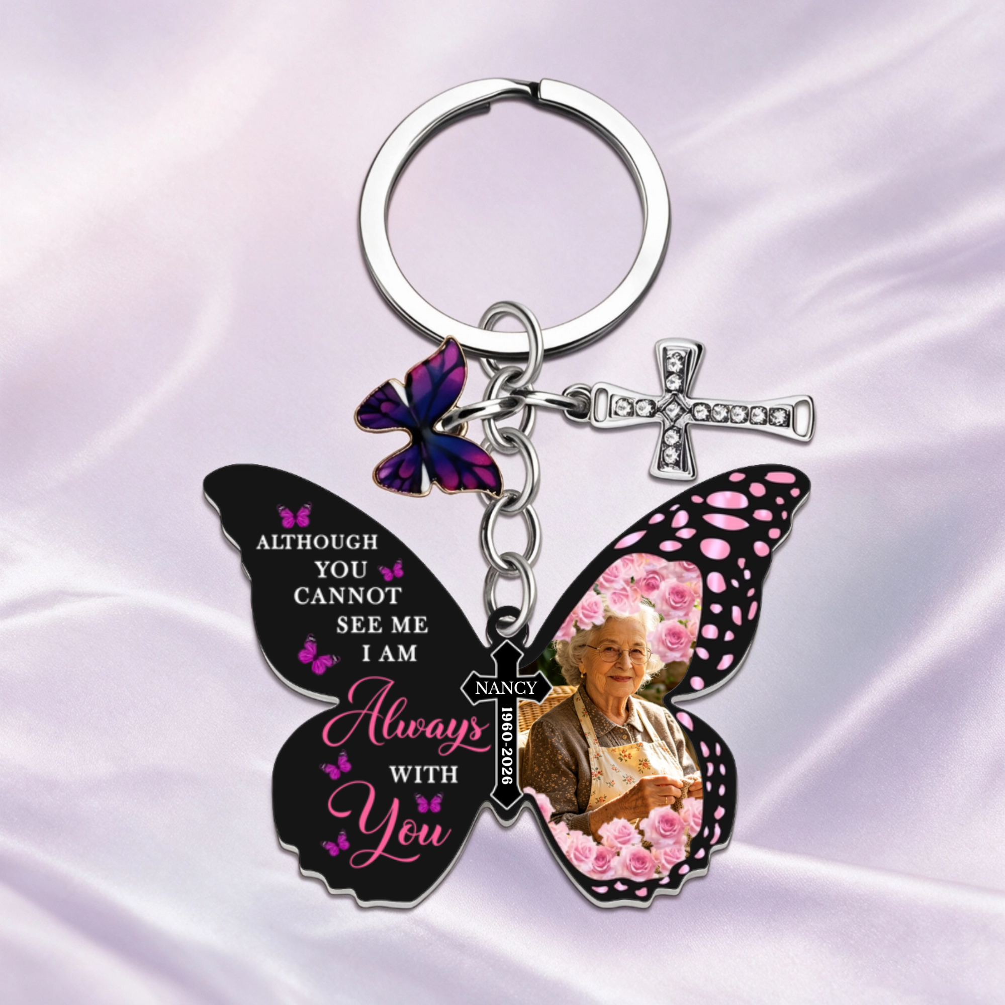 Personalized Butterfly Photo Design, Custom Memorial Keychain, The Perfect Gift For Missing Loved Ones