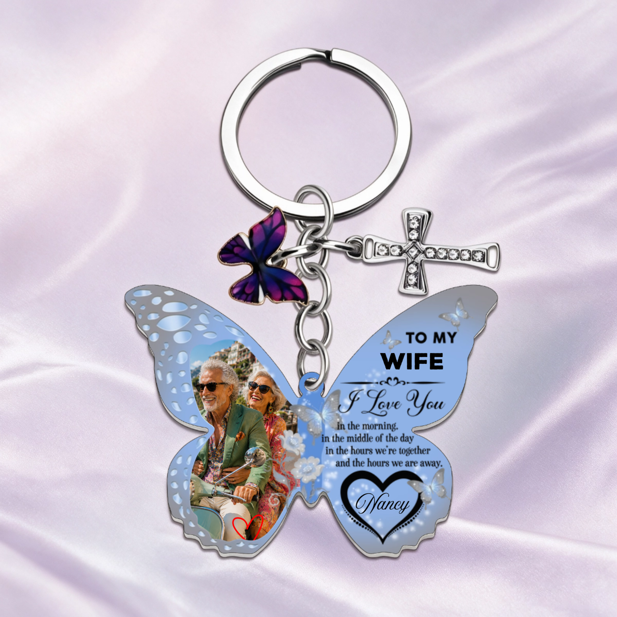 Personalized Butterfly Pattern Design, Custom Photo Keychain Product, The Perfect Gift For Your Lover