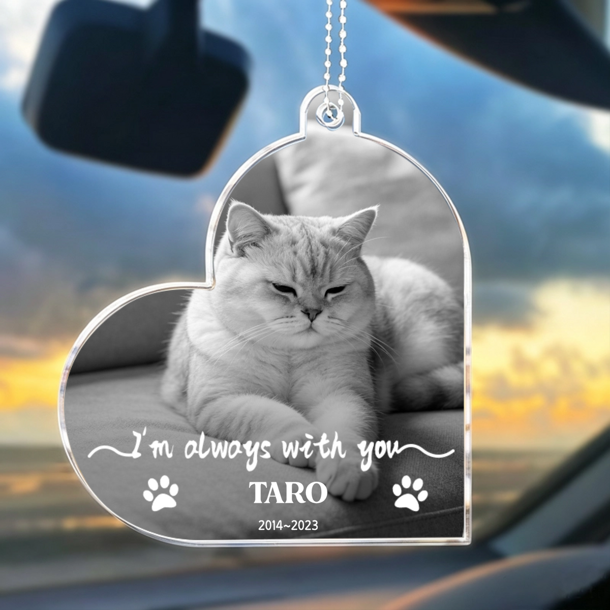 "Forever In My Heart" – A Heart-Shaped Car Ornament Designed For Pet Lovers; Perfect As A Sympathy Or Memorial Gift