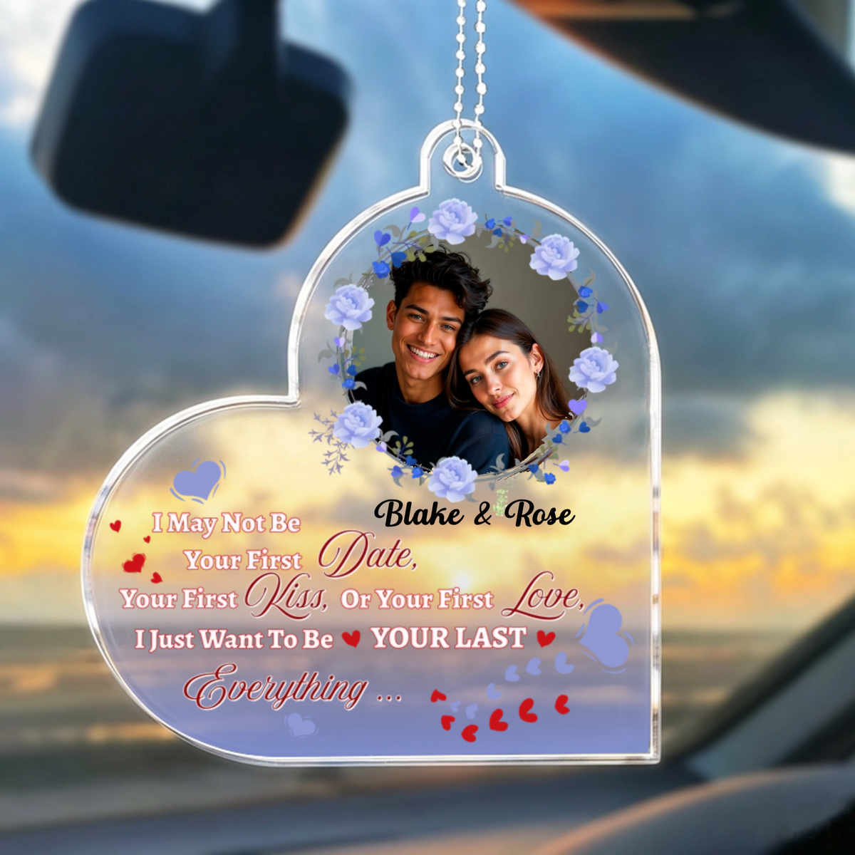 Personalized Heart Acrylic Ornament Design, Custom Couple Photo Hanging Charm, The Perfect Gift For Lovers
