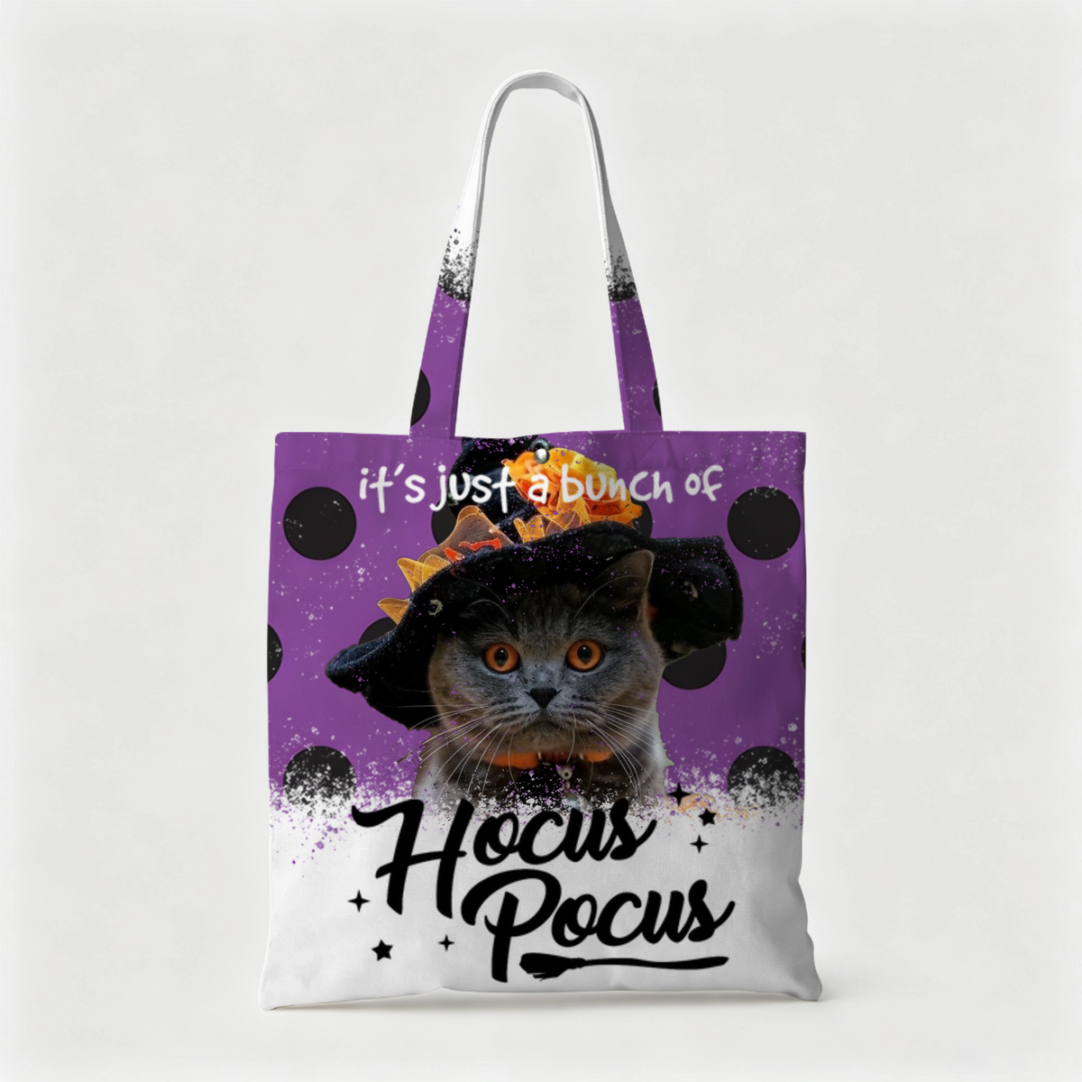 Personalized Halloween Pet Photo Design, Custom Canvas Tote Bag, Perfect Gift For Pet Lovers