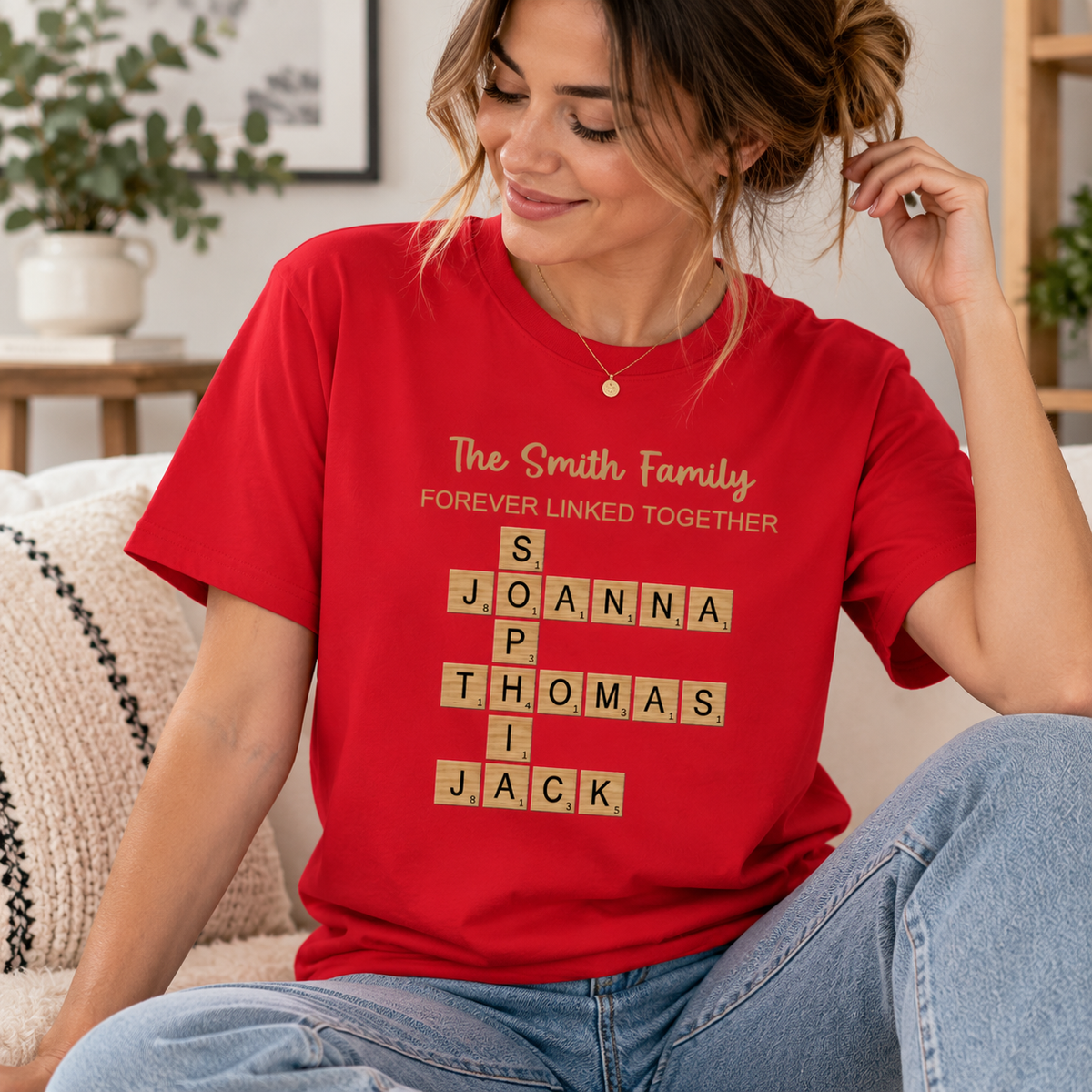 Names Crossword Custom Cotton T-shirt, Gift for Siblings, Family, Perfect for Reunions, Birthdays, Family Occasions