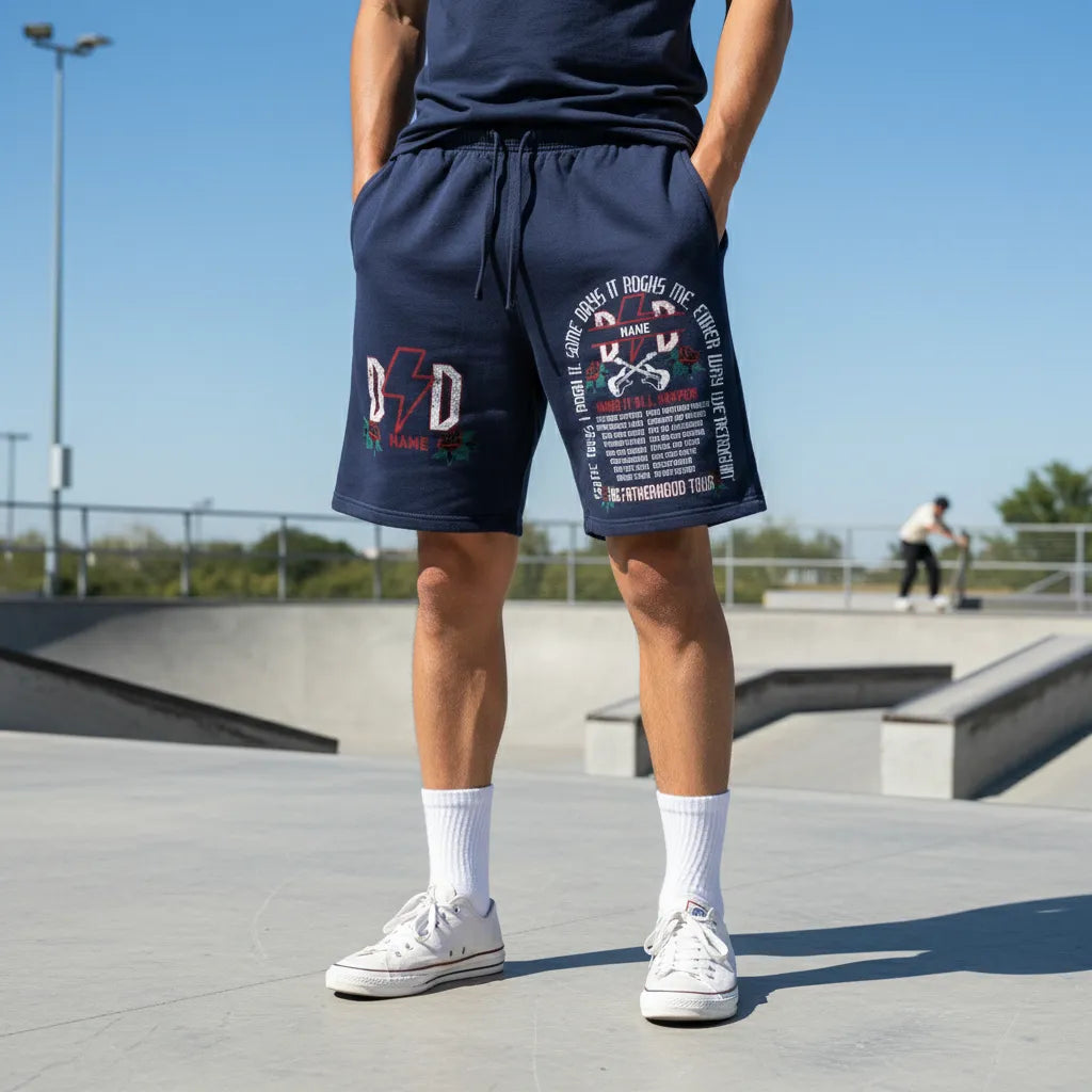 Personalized Dad Rose Tour Design, Custom Vintage Sports Shorts, An Excellent Gift For Father