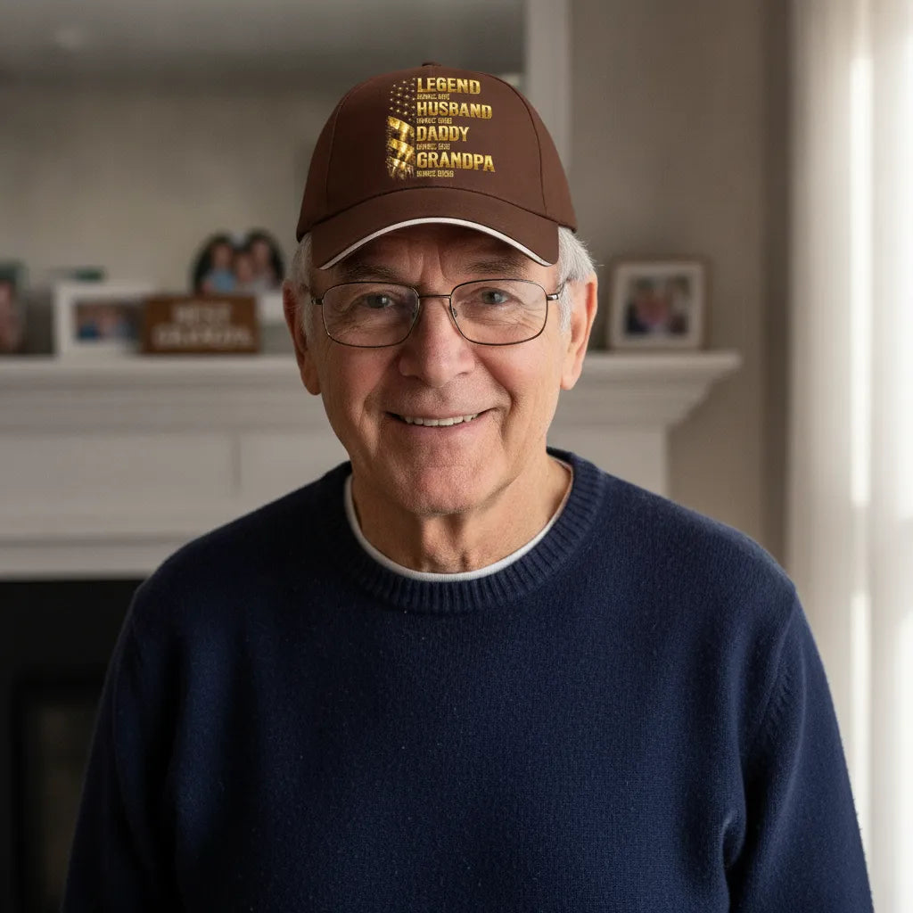 Personalized Custom Baseball Cap, Legend Masterpiece Custom Gift For Husband, Father, Grandfather – Gold Gradient Style