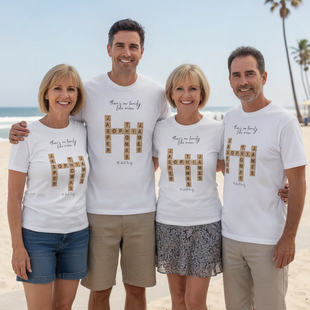 There’s No Family Like Mine Personalized Crossword T-Shirt, Gift for Families, Perfect for Family Reunions, Holidays, Matching Family Apparel