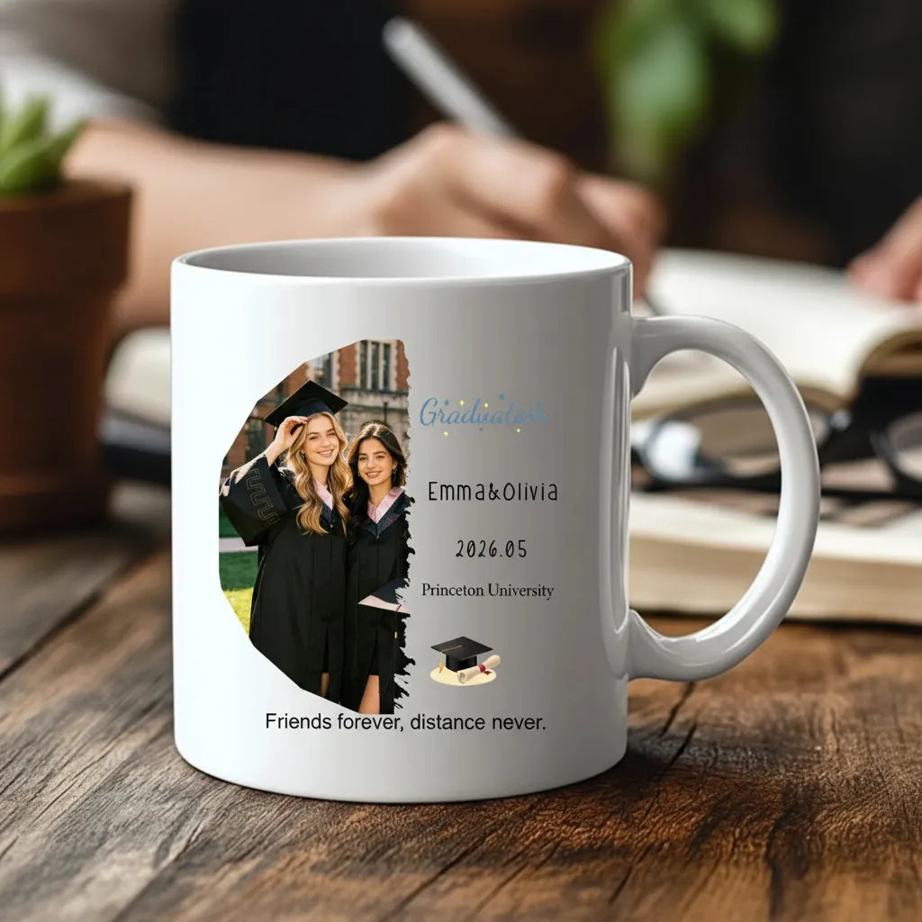 Personalized custom photo mugs, ideal as unique and memorable gifts for graduates, classmates and friends!