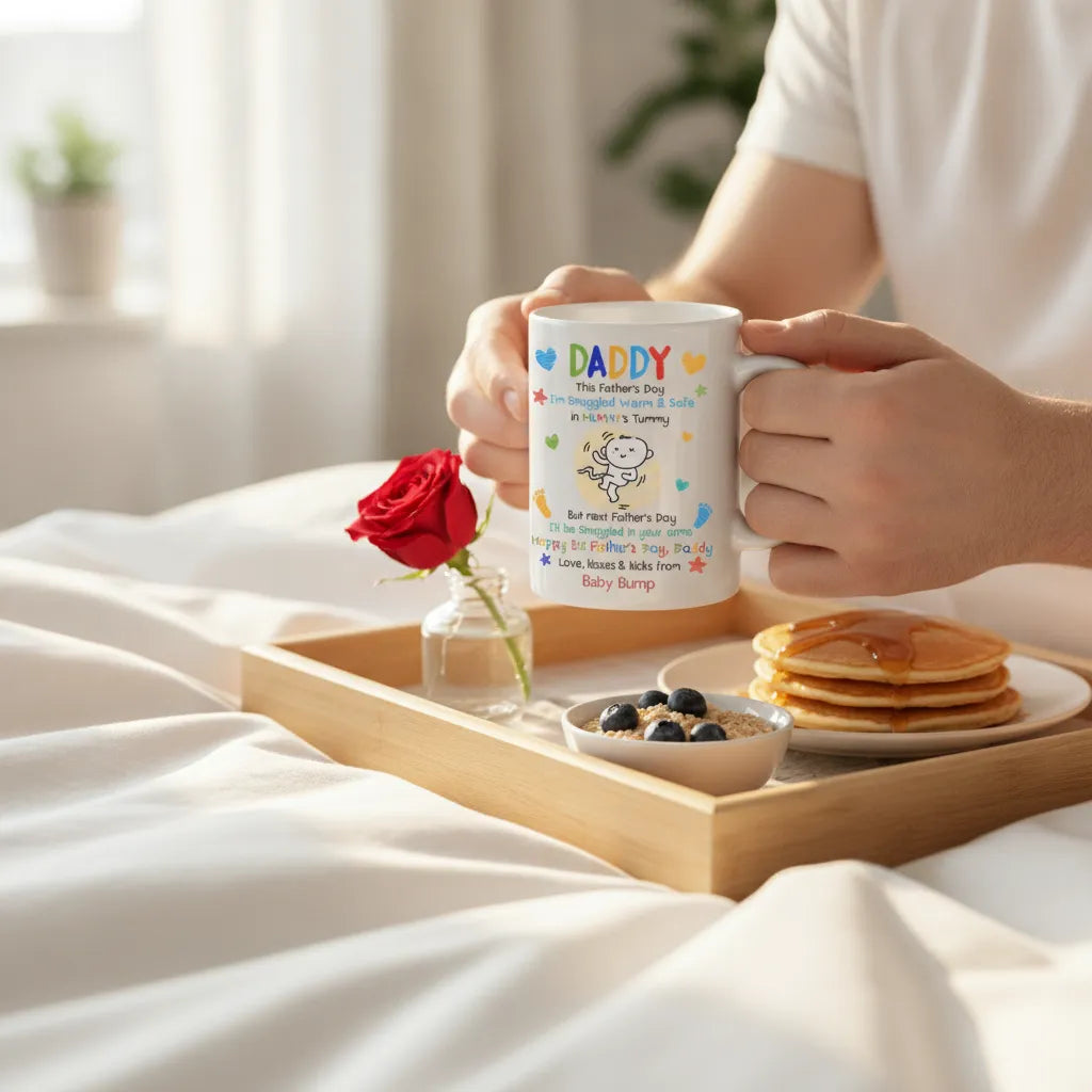 Personalized Hand-Drawn Design, Custom Ceramic Mug, The Perfect Gift For Expecting Daddy