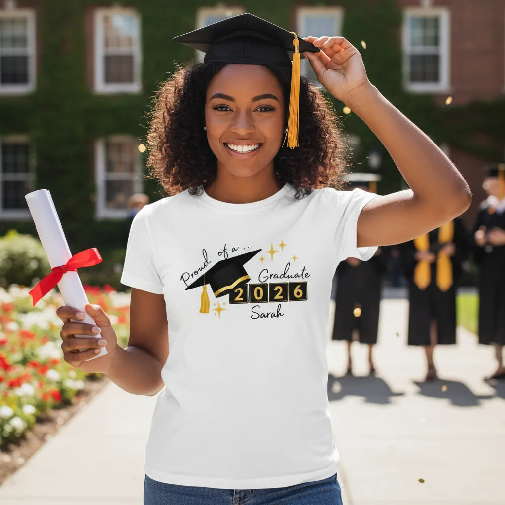 Customizable 2026 Graduate Support Shirt, Personalized "Proud Of A Graduate" Family Tee, Ideal Gift For Graduation Supporters