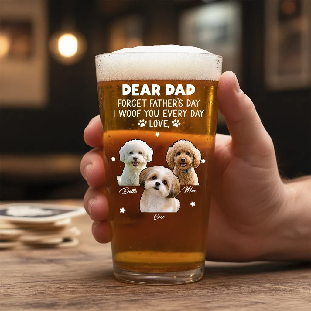 Personalized beer mugs for dog lovers, featuring a photo and name of your dog, making them the perfect gift for Father's Day or a birthday
