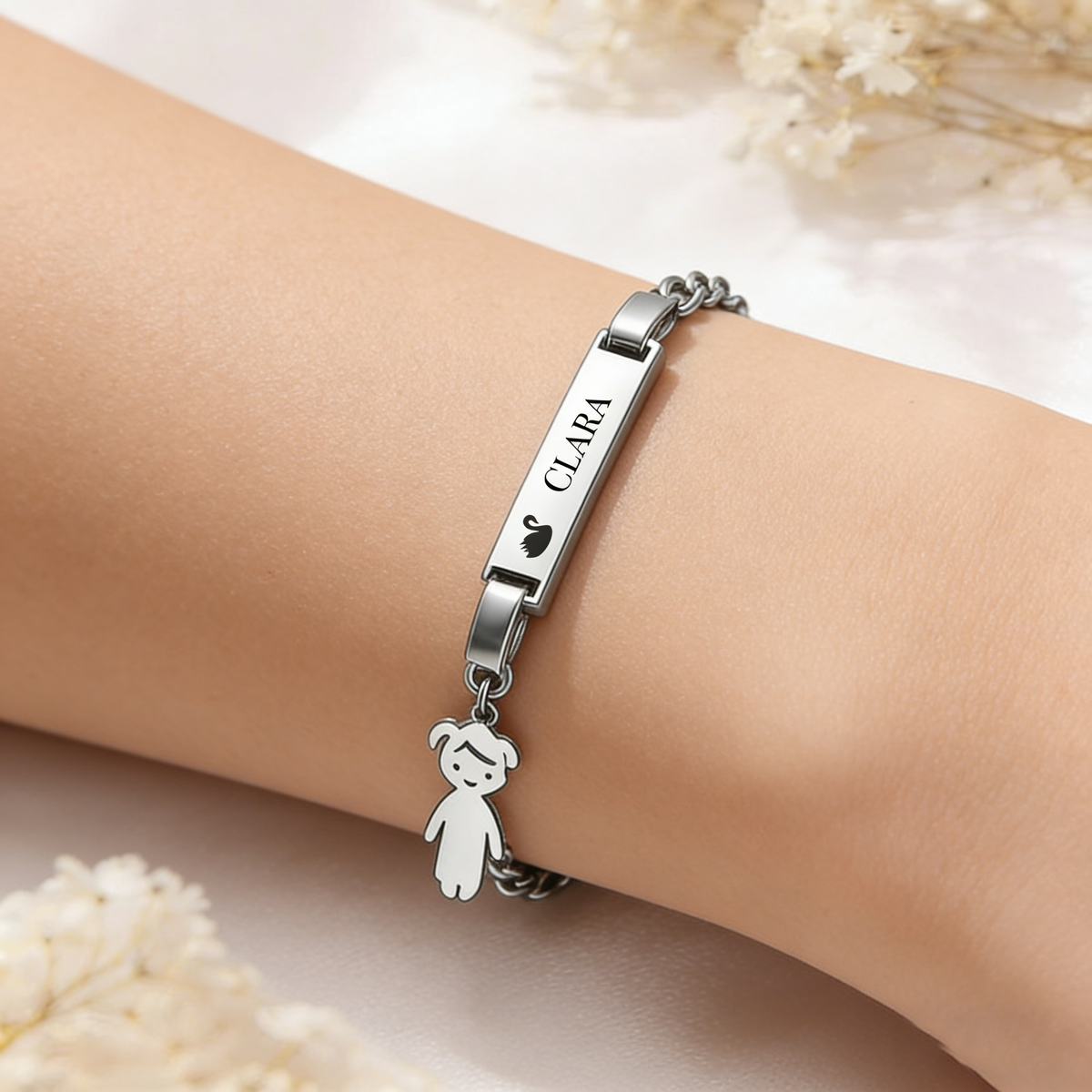 Personalized stainless Bracelet for Kids, Custom Engraved Gift for Birthday, Travel Souvenir
