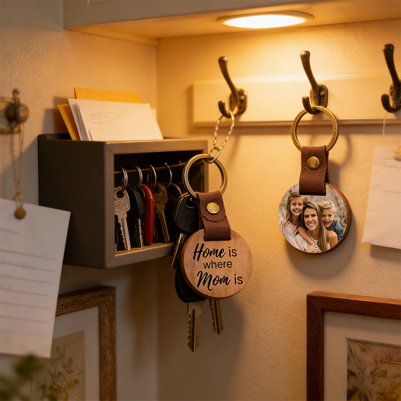 Personalized Wood Keychain, Custom Photo, Mother's Day Gift for Mom, Mother's Day Gift
