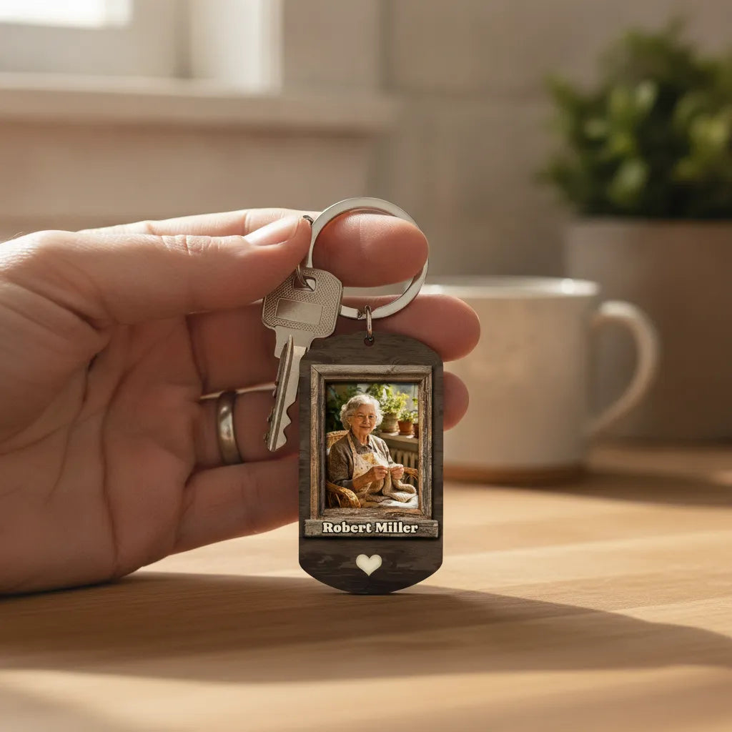 Custom Photo Though I Cannot See You You're Always By My Side - Personalized Aluminum Keychain