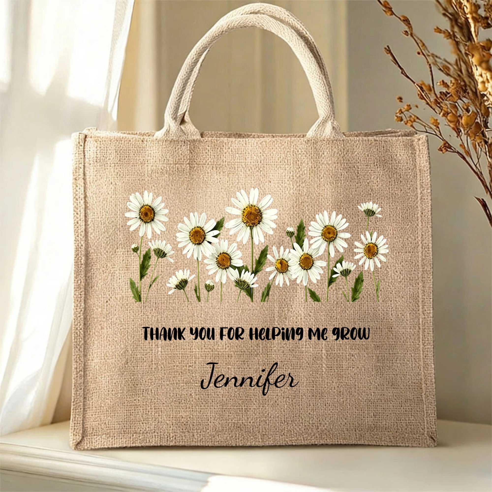 A Personalized Linen Bag With Floral Patterns And Featuring Your Birth Month Is A Lovely Gift To Give To Teachers, Mothers, Friends Or Family Members
