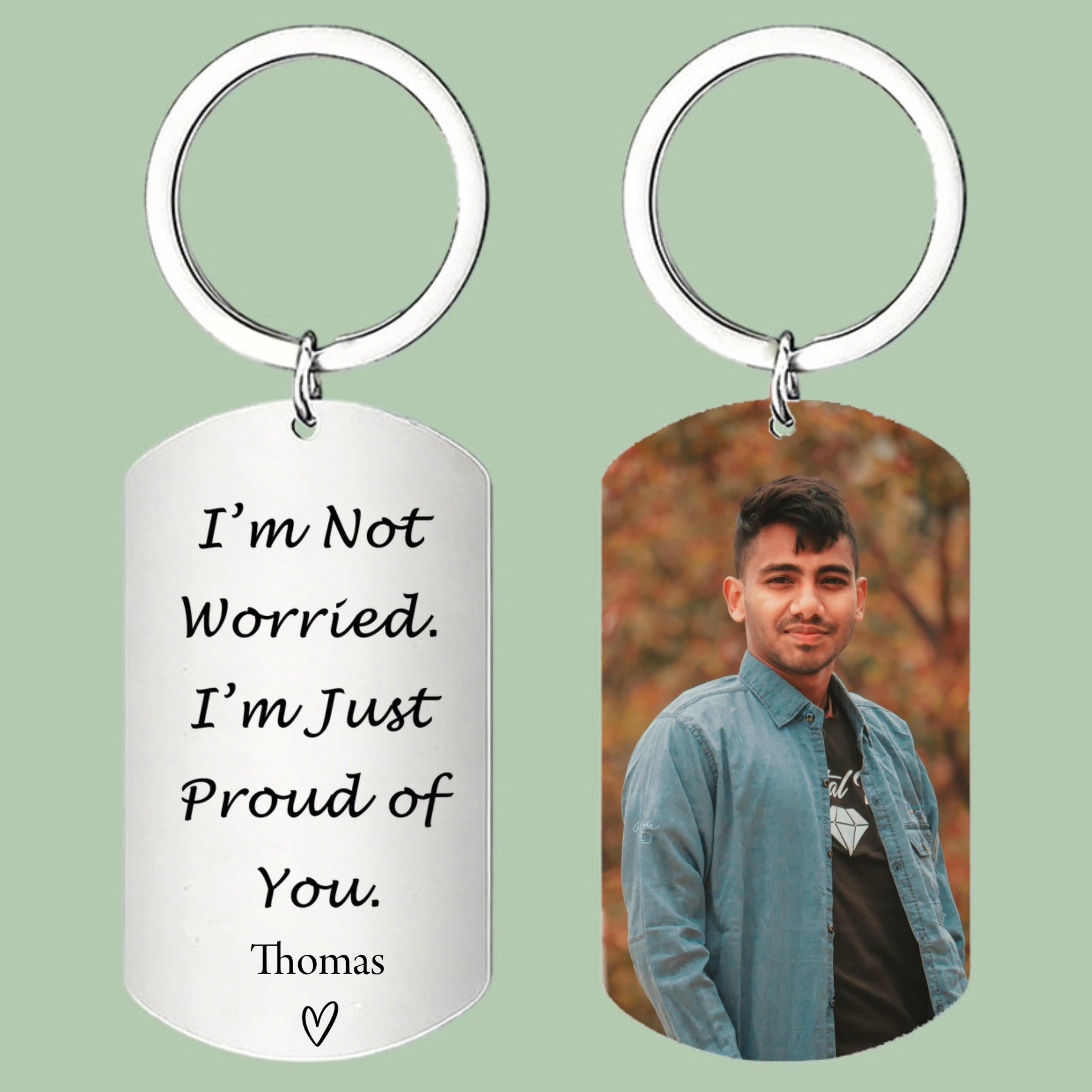 Personalized Keychain with Mom’s Rules to Live – Love, Miss You & Proud of You Engraved Charm