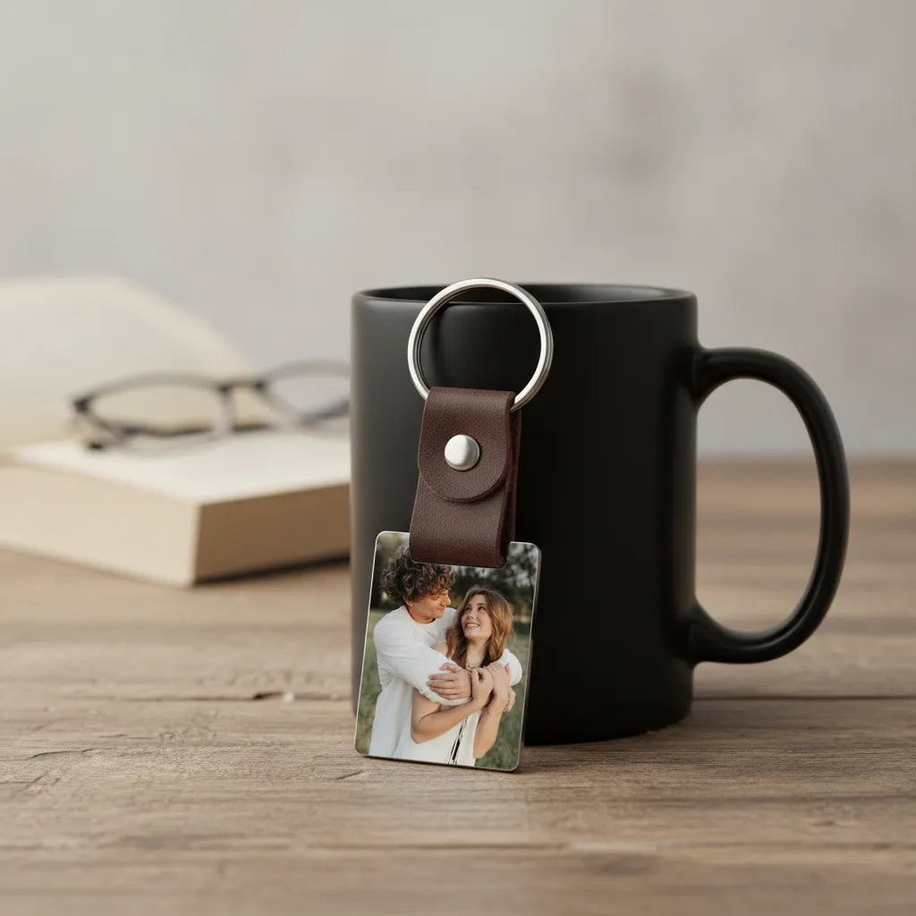 Personalized Couple Photo Engraved Design, Custom Stainless Steel Keychain, The Perfect Gift For Lovers & Newlyweds