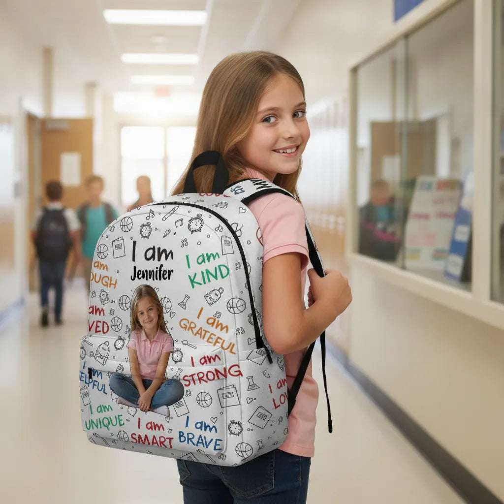 Customizable Photo School Backpack, Heartfelt Encouragement Gift for New Semester