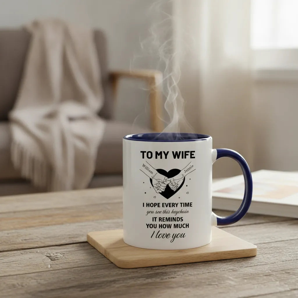 Personalized Couple Names Holding Hands Design, Custom Inner Colored Mug, Perfect Gift For Spouse & Lovers