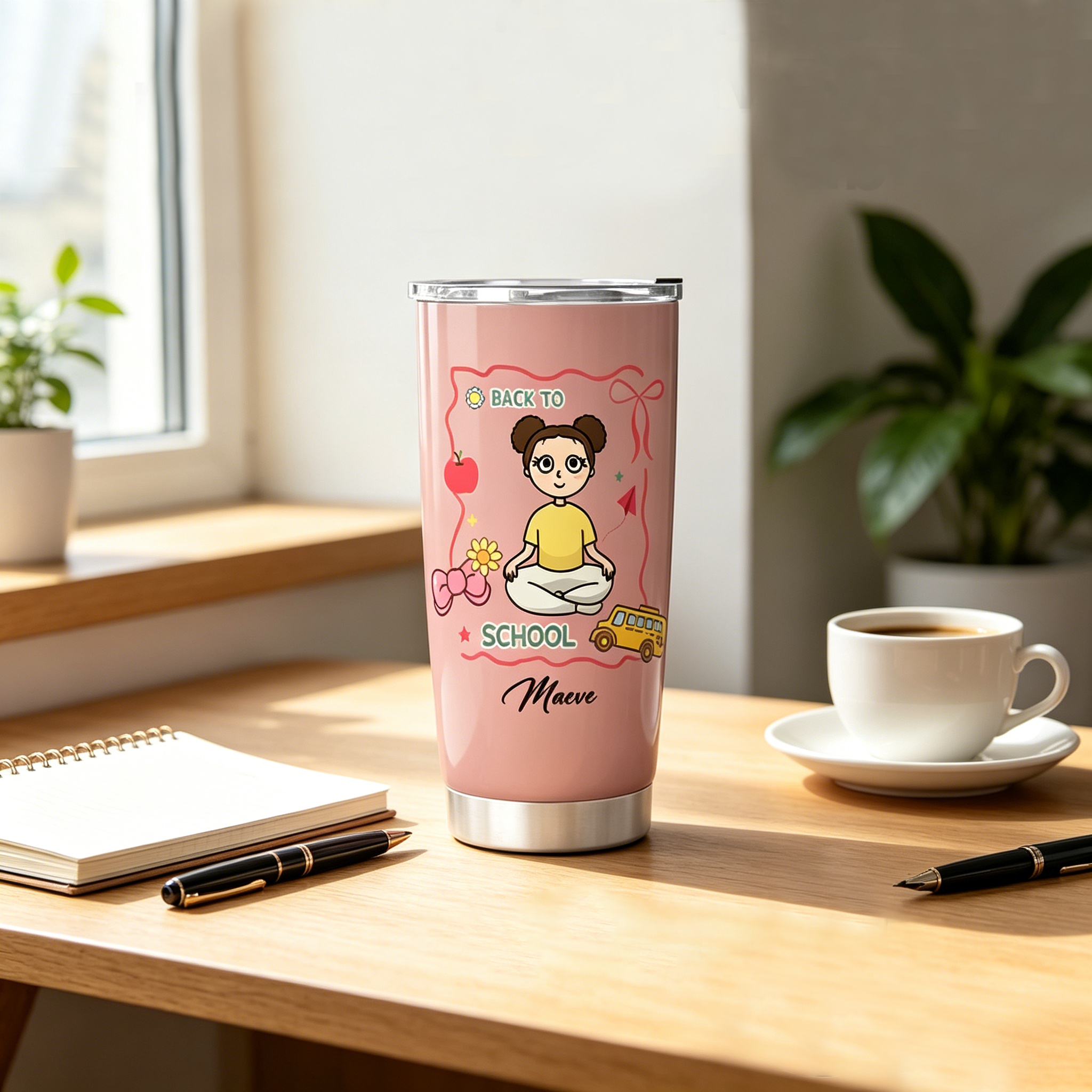 Custom Cartoon Character Insulated Travel Tumbler, Personalized Stainless Steel Vacuum Flask with Name & Color Options, Back To School Gift for Kids, Students, Teachers - Perfect for First Day of School, Birthday, Graduation