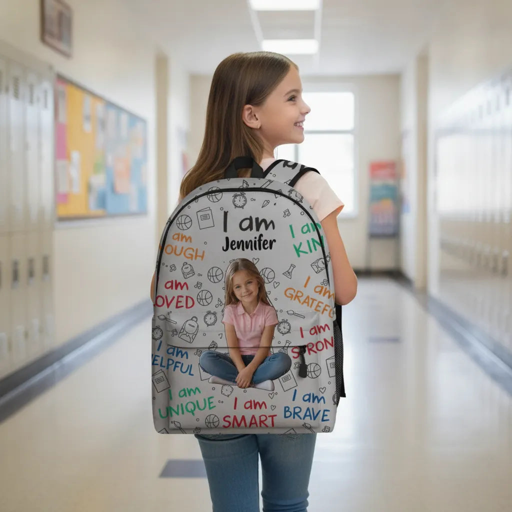 Customizable Photo School Backpack, Heartfelt Encouragement Gift for New Semester