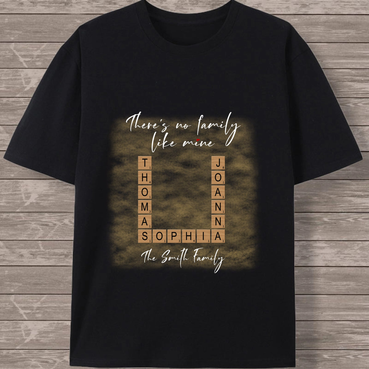 There's No Family Like Mine Personalized Names & Inside Jokes Turn into Forever Connected Crossword Art Unisex Cotton T-shirt - Perfect Gift for Siblings, Family & Any Loved Ones