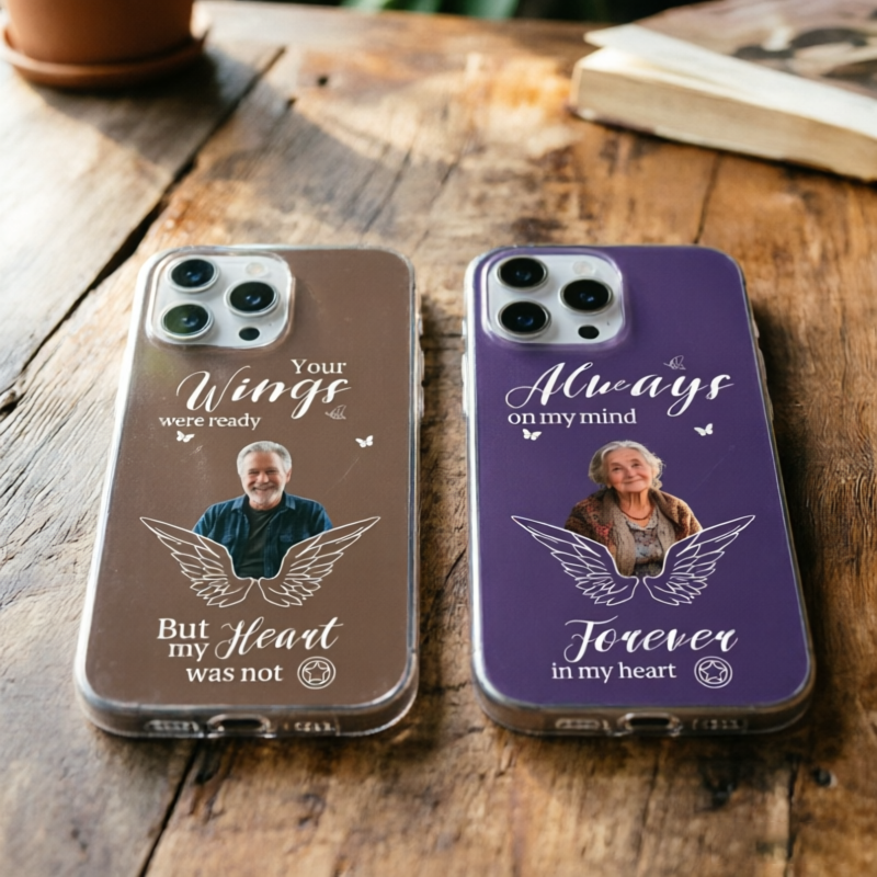 Personalized Photo Phone Cases - Featuring Wings and Butterfly Designs, Perfect As a Gift For Bereaved Families Or In Times Of Mourning.
