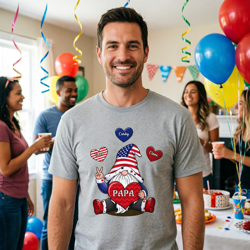 Personalized Unisex Patriotic-Themed T-shirts, Custom With Dwarf Designs, Perfect For Independence Day and July 4th – A Great Gift For Parents Or Any Family Member.