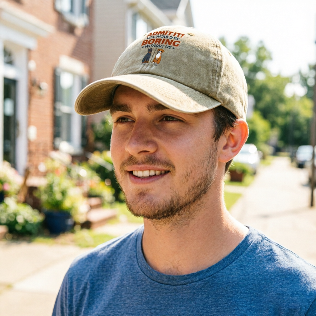 Personalized Retro Washed Baseball Cap With A Humorous Dog Design, A Perfect Gift For Pet Lovers, Suitable For Both Men and Women, and Can Be Worn For Everyday Casual Wear and Outdoor Activities.
