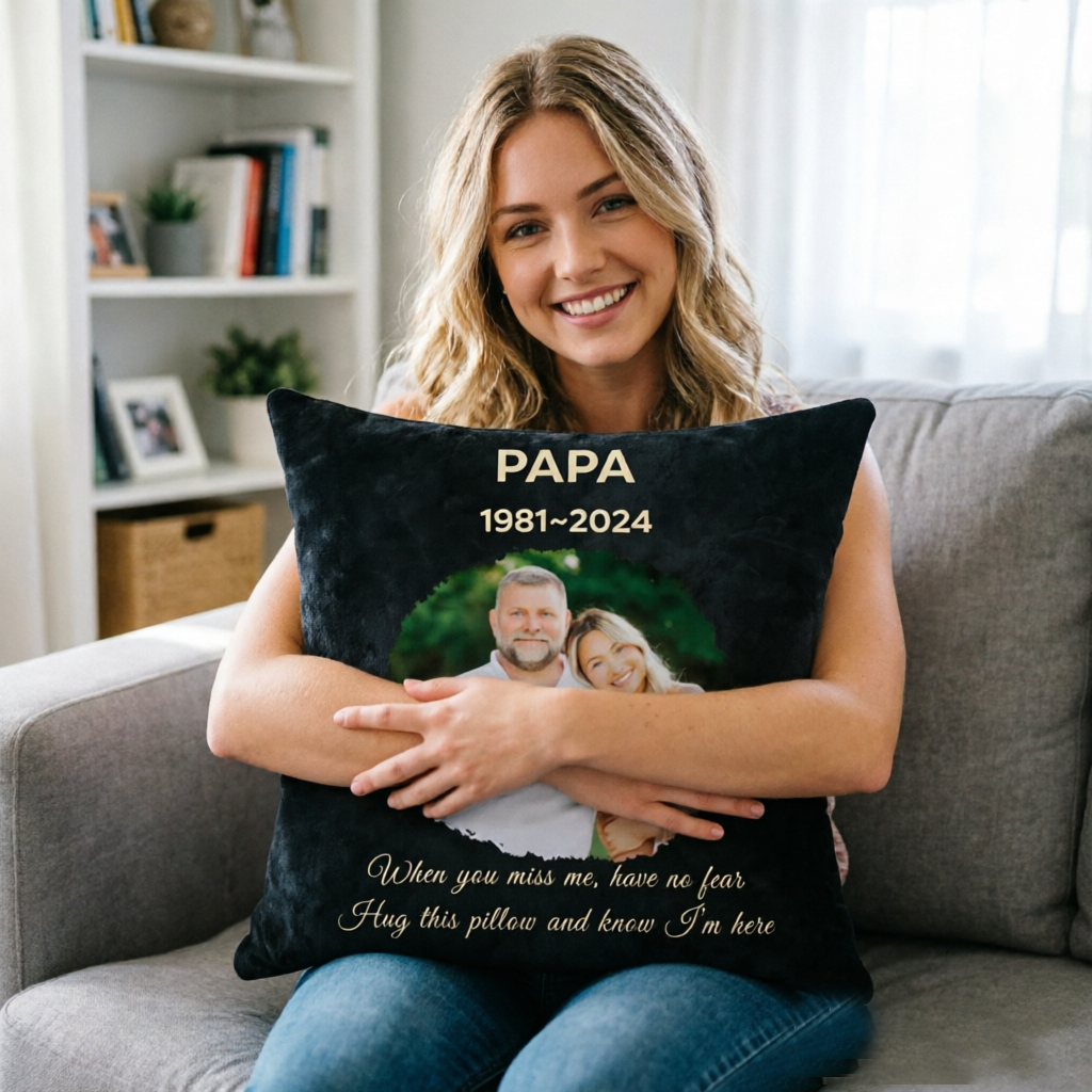 "Hold This Pillow Close And Feel My Presence"—A Personalized Memorial Pillow Designed Specifically For Those Grieving The loss Of A Loved One, Serving As A Thoughtful Gift To Express Condolences And Remembrance.