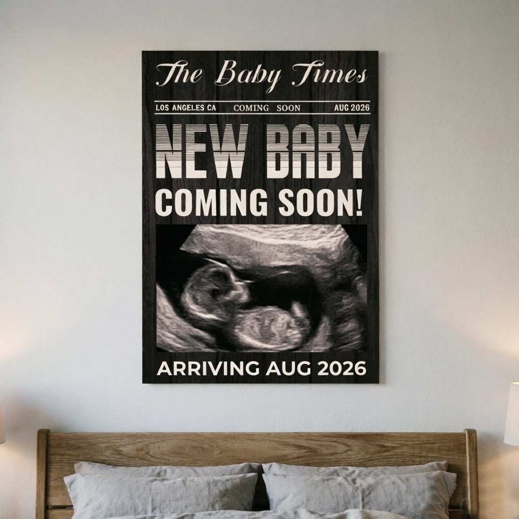 Ultrasound Image, Personalized Custom Canvas Poster, New Parents Gift for Baby Announcement