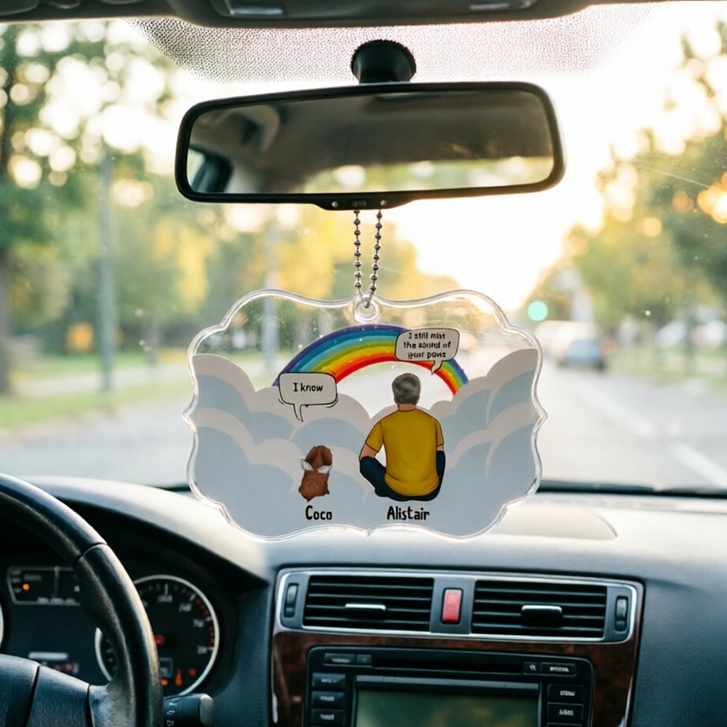 "I Miss You" – Personalized Pet Memorial Car Charm; A Comforting Gift For Those Grieving The Loss Of A Beloved Dog