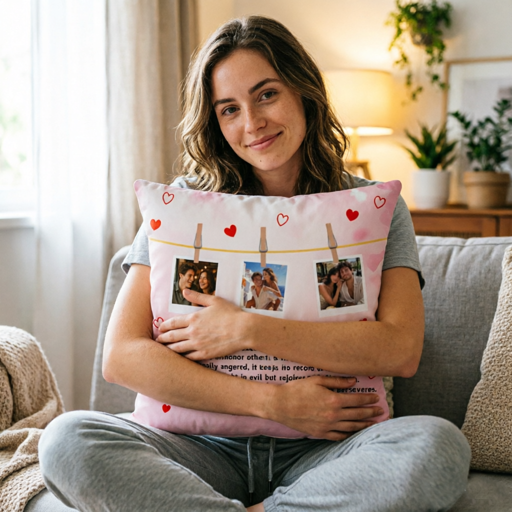 Personalized Love Quote Photo Pillow, Custom Couple Names & 3 Photos, Linen/Soft Fleece Throw Pillow for Anniversary, Wedding, Valentine's Day, Home Decor Gift