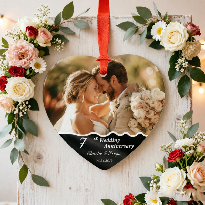 Heart-Shaped Ceramic Hanging Ornament—Personalized Gift Designed For Couples, Ideal For Anniversaries, Christmas Tree Decorations, And Home Keepsakes.