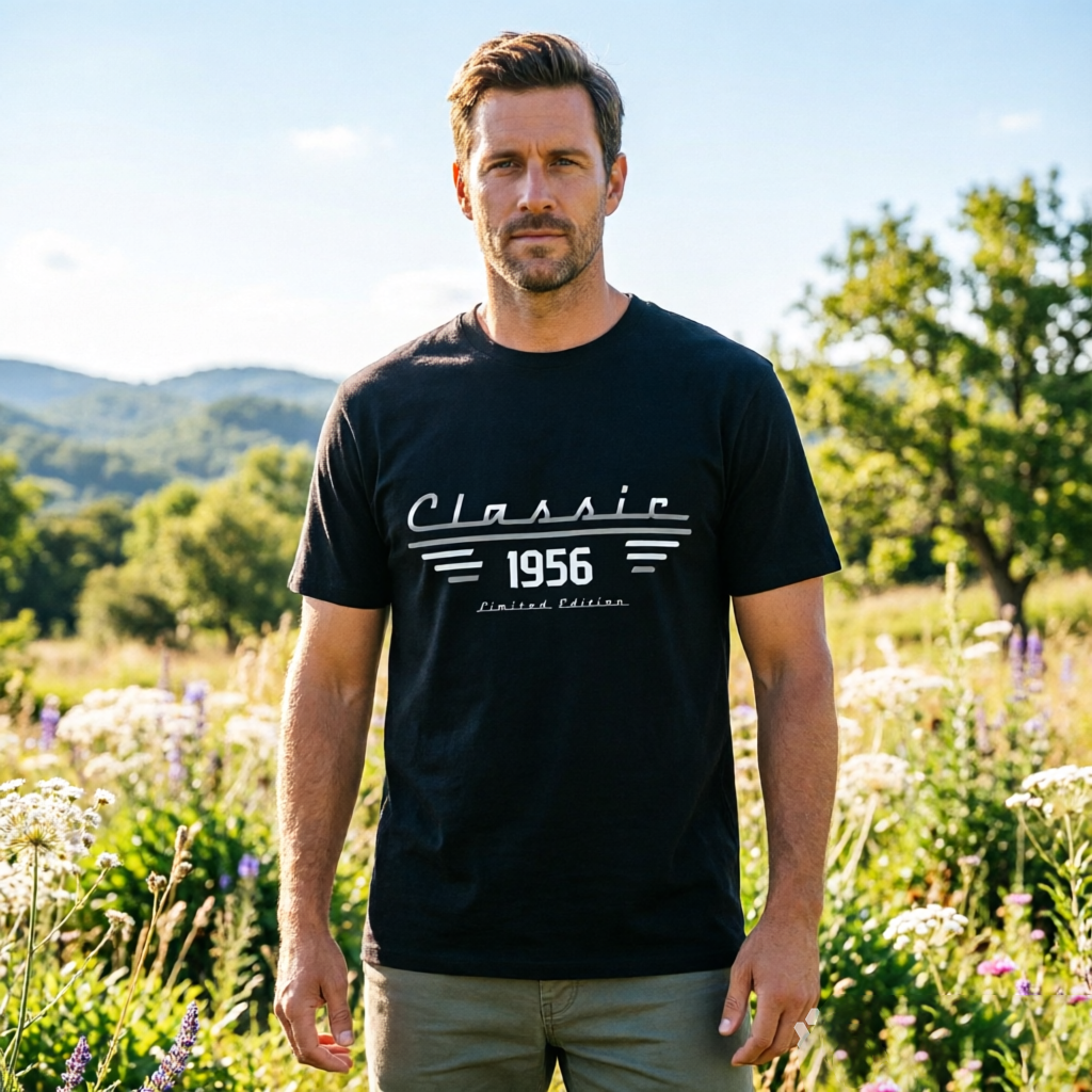Classic Vintage Year, Personalized Text Color & Font, 100% Cotton T-Shirt, Custom Gift for Him, Dad, Husband, Birthday or Father's Day