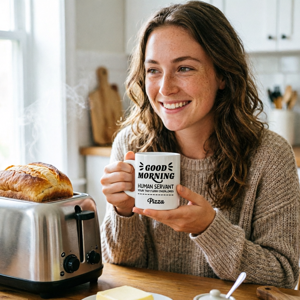 "Good Morning, Human Servant" — Personalized Pet Mug, A Ceramic Cup Designed For Cat And Dog Lovers