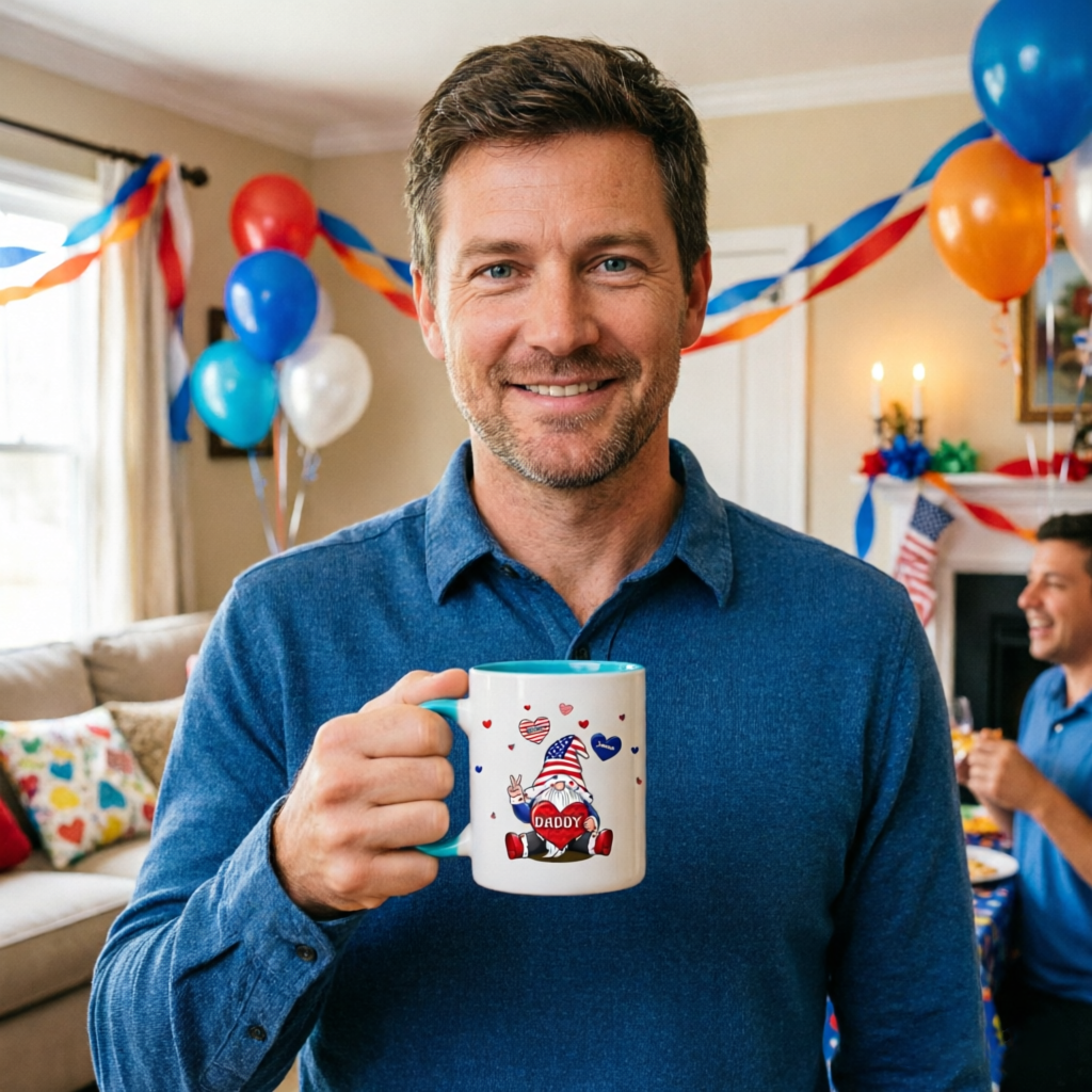 Personalized Patriotic Dwarf-Themed Mug, Custom With Your Name, The Perfect Gift For Fathers, Suitable For Father's Day, Mother's Day, Birthdays, Independence Day, July 4th, Christmas and Other Occasions.