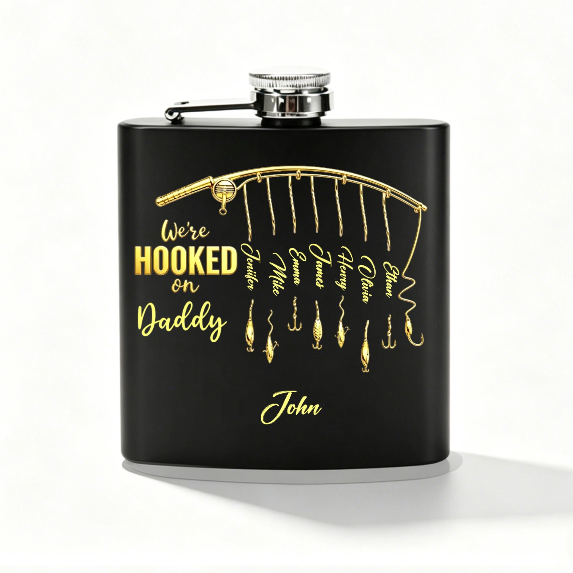 Personalized Custom Children's Name Wine Bottles, Decorated With Fishing Rod Patterns, Are The Most Special Gifts To Give To Dads Or Grandfathers On Father's Day Or Birthdays