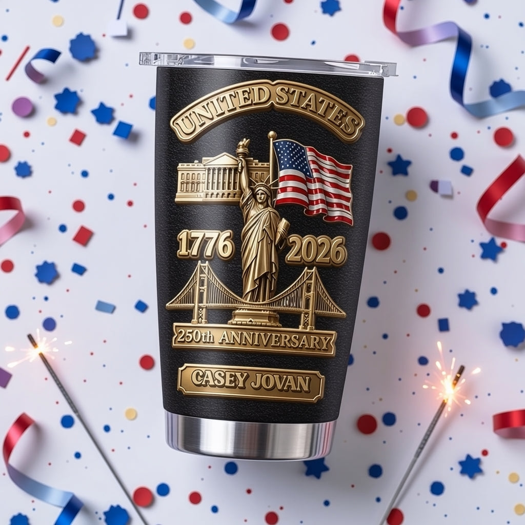 Custom Insulated Tumblers—Personalized Gifts Created Specifically For The 250th Anniversary Of The Founding Of The United States, Making Them An Ideal Choice For Patriotic-Themed Gifting.