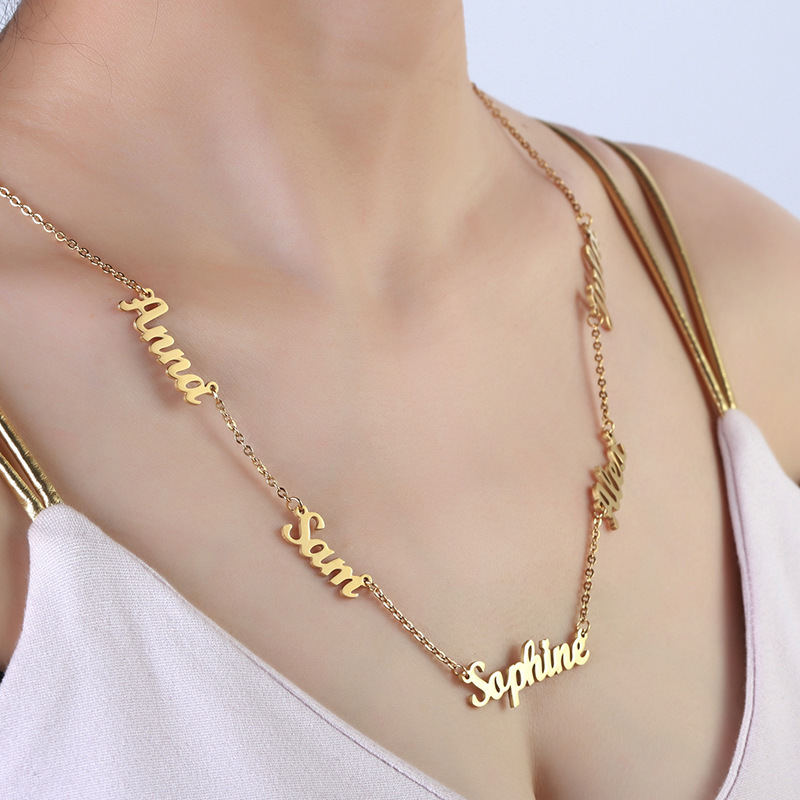 Personalized Titanium Steel Clavicle Chain, Custom With Names Quantity, A Perfect Gift For Her, Anniversary or Birthday Gift.