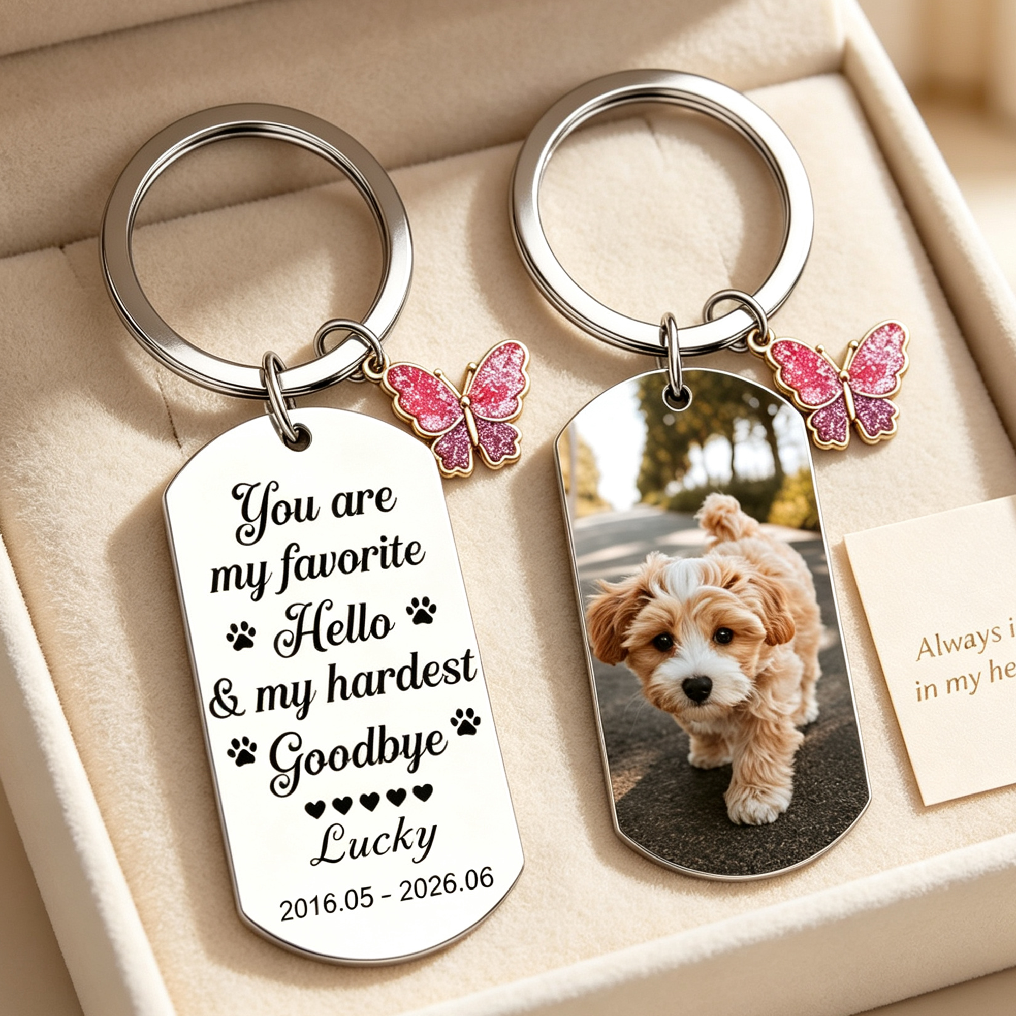 Customized Commemorative Photo Butterfly Pendant Keychain, A Special Gift For Pet Lovers