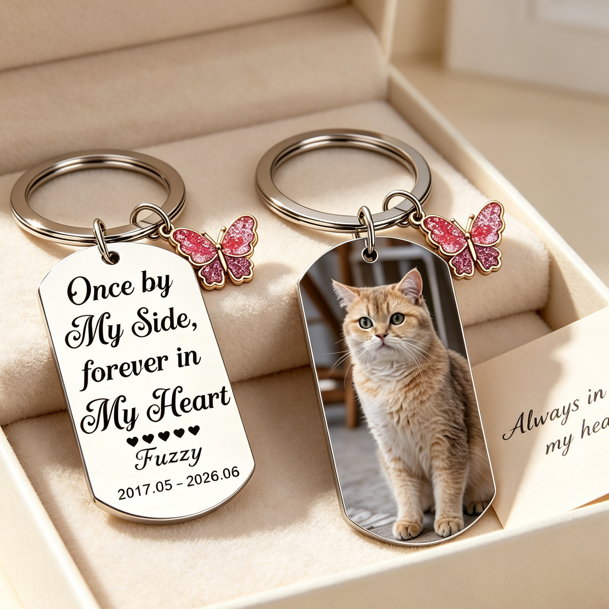 Customized Commemorative Photo Butterfly Pendant Keychain, A Special Gift For Pet Lovers