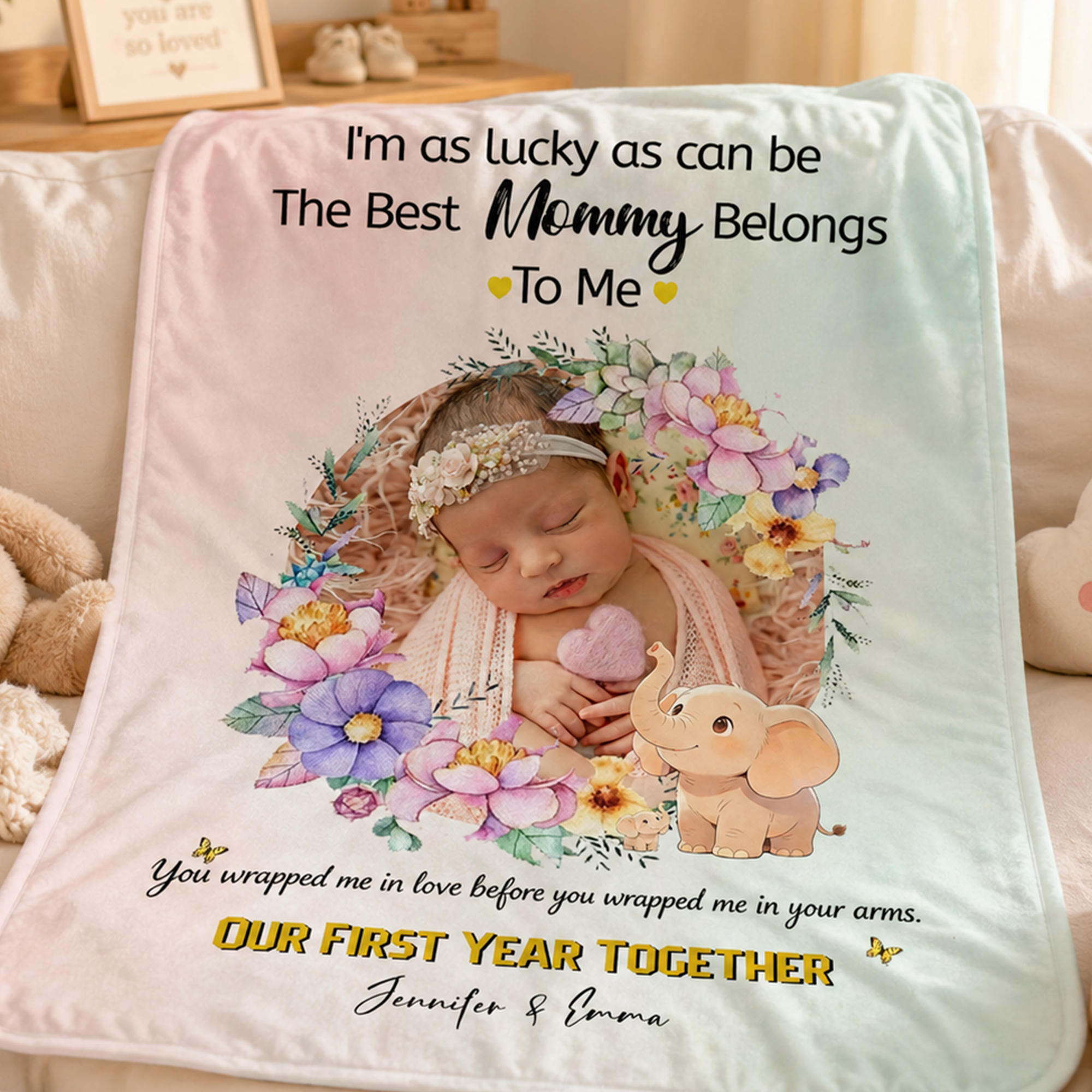 Custom Baby Photo Blanket with Multiple Backgrounds, Sentimental Gift for Birth, Baby Birthday & First Mother’s Day