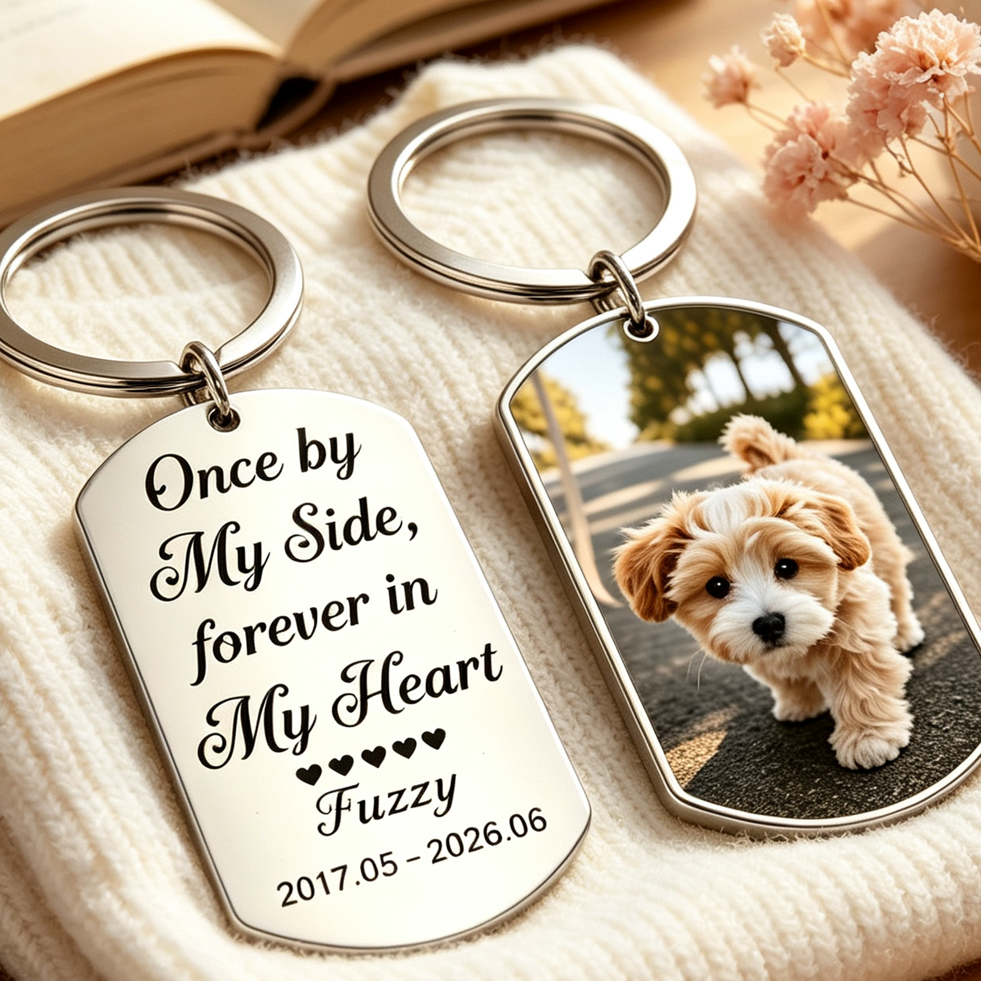 Personalized Pet Memorial Photo Keychain, Meaningful Keepsake Gift for Pet Lovers