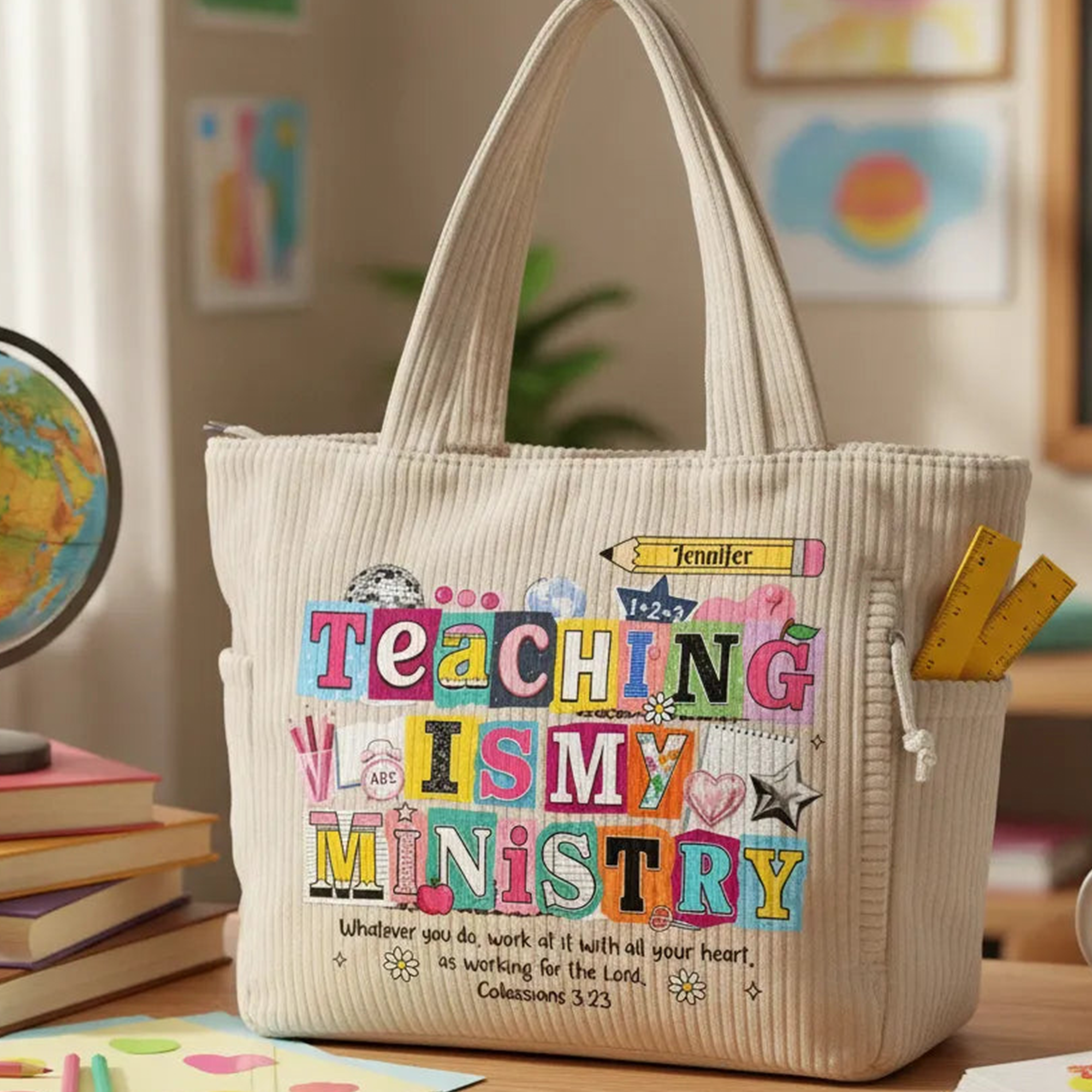 Personalized Velvet Bag with Custom Designs & Bible Verses, Thoughtful Innovative Back-To-School Teacher Gift