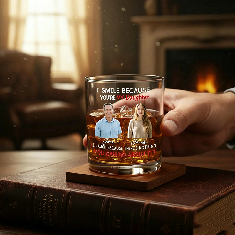 Personalized Custom-Made Father-Son And Father-Daughter Whisky Glasses, Allowing For The Customization Of Photos And Names, Is The Most Special Gift To Give To Your Father On Father's Day