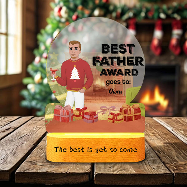 Personalized Best Father Award Night Light Display, The Perfect Gift For The Dad Who Has Everything