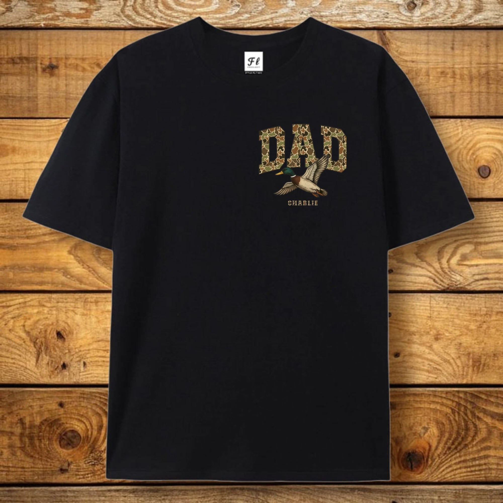 Personalized Camo Dad Duck Cotton T-Shirt With Custom Name, Father’S Day Birthday Gift For Him